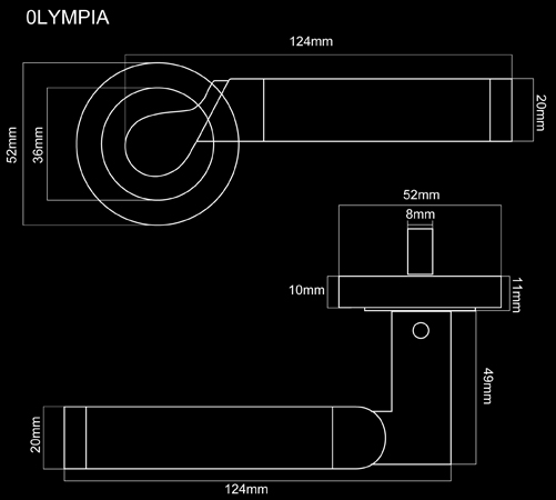 Fortessa Olympia Door Handles Dimensions